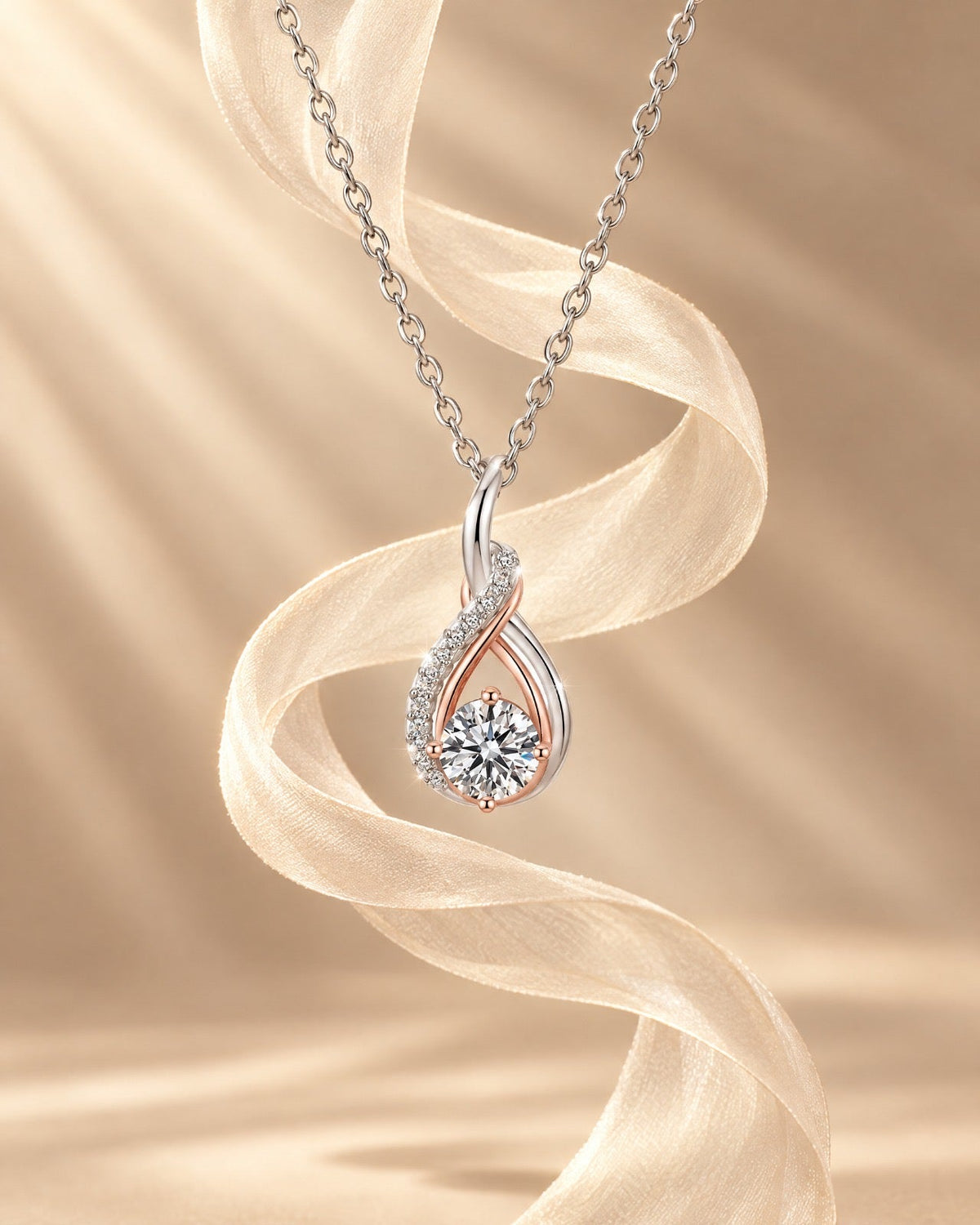 Infinity moissanite pendant necklace - Glimvora