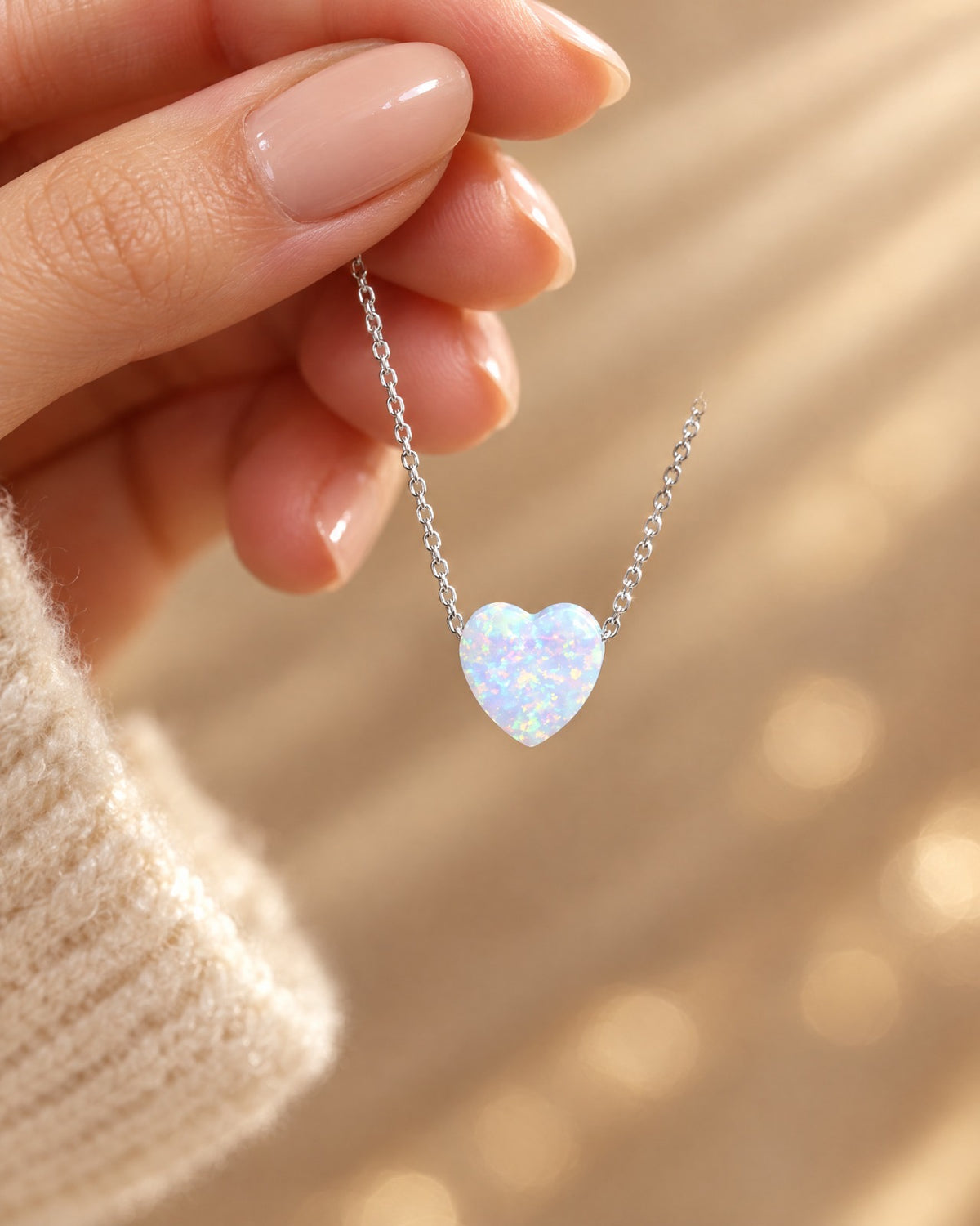 Opal Heart Necklace detail - Glimvora