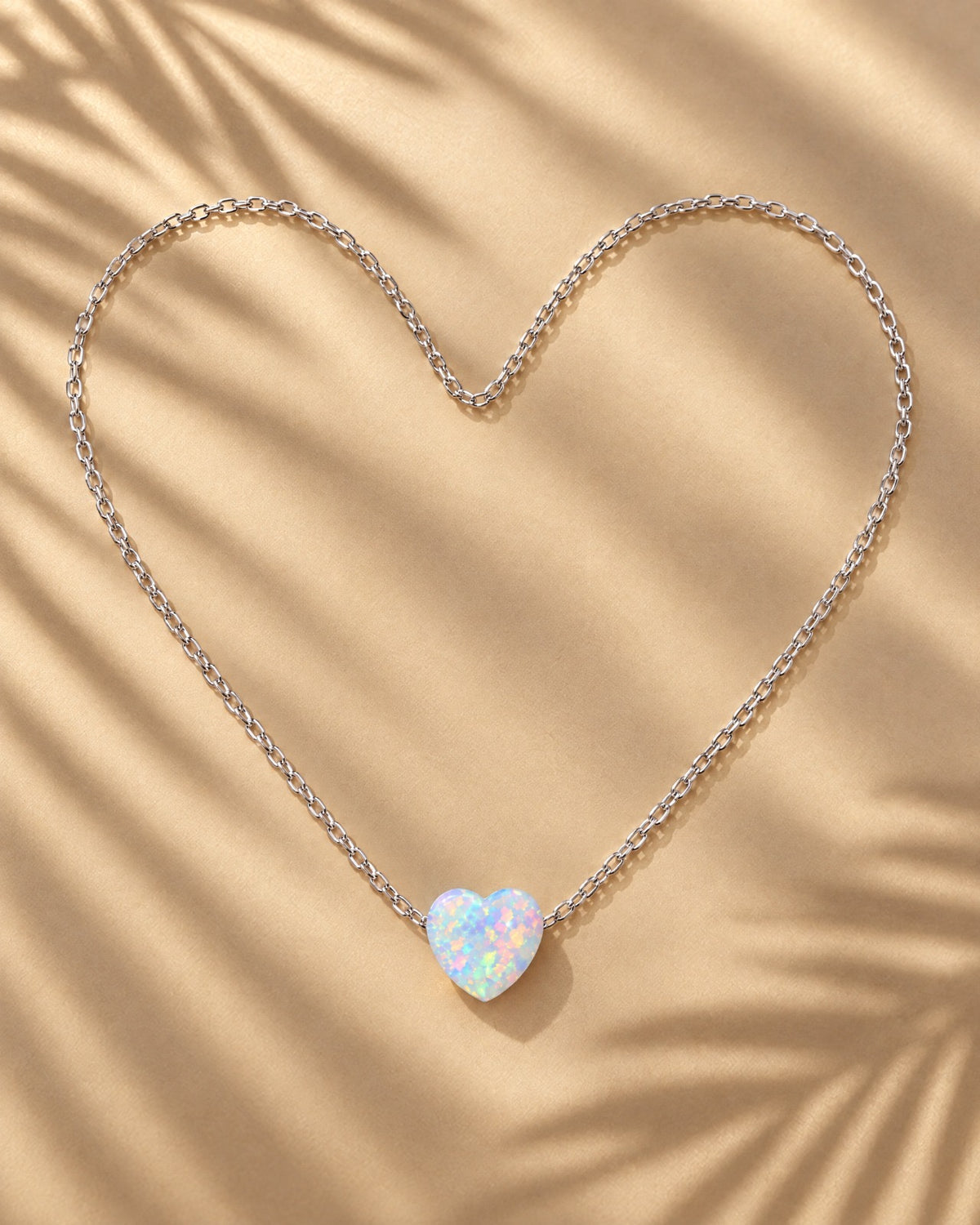 Opal Heart Necklace in 925 sterling silver - Glimvora