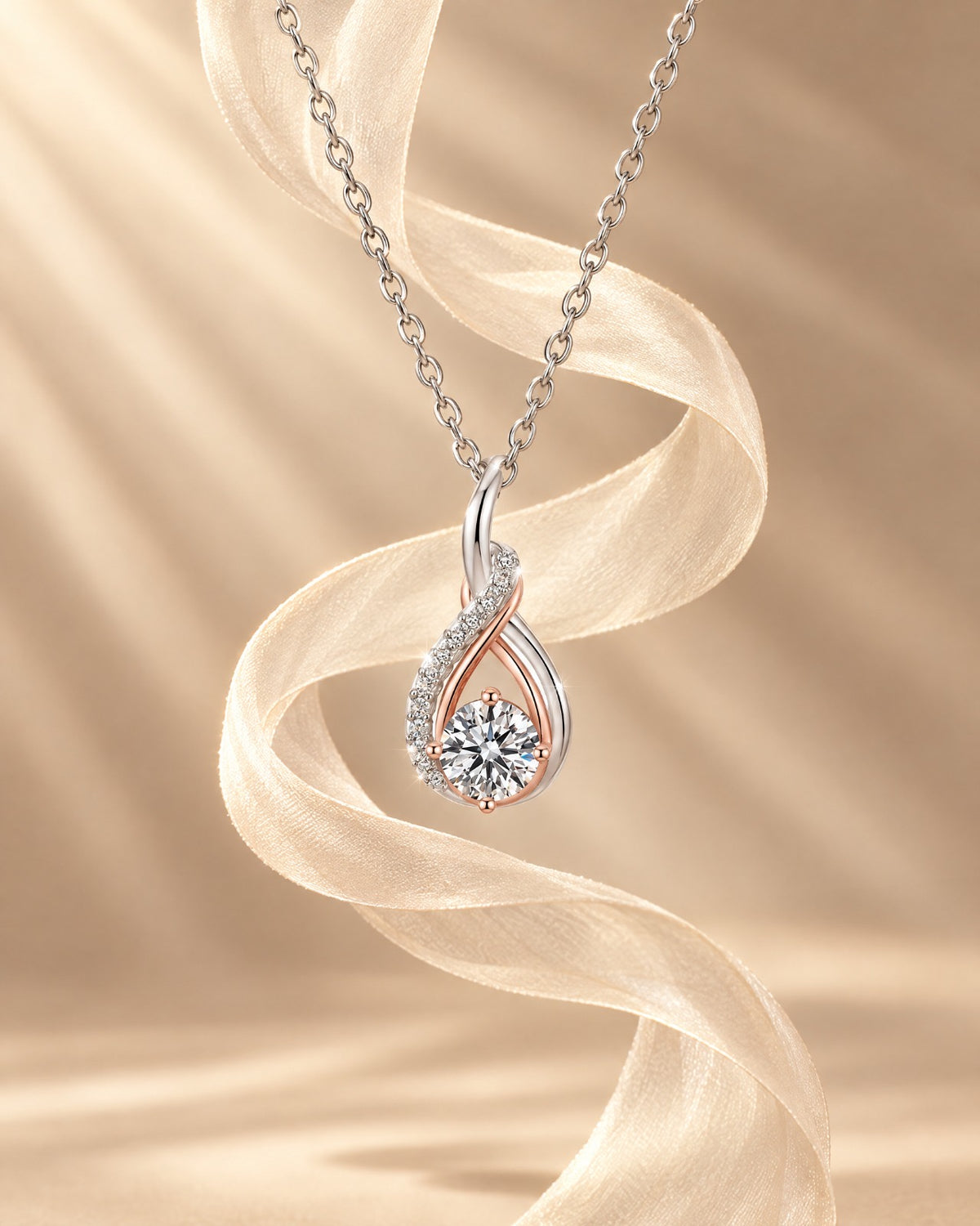 Infinity Moissanite Pendant Necklace in 925 sterling silver - Glimvora