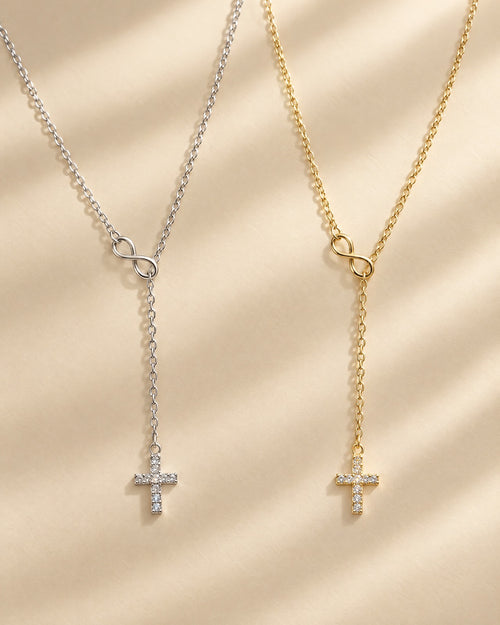 Infinity Cross Lariat Necklace