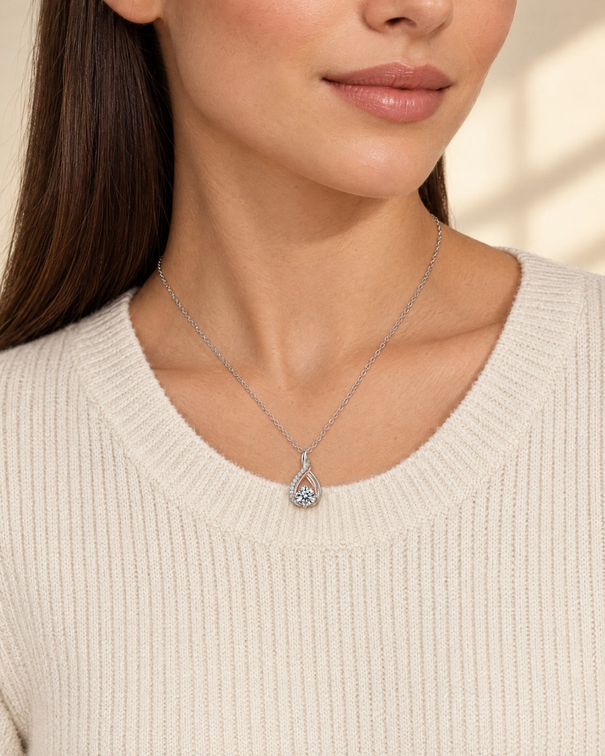 Infinity Moissanite Pendant Necklace close-up - Glimvora