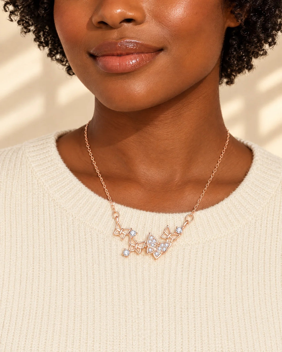 Fluttering Butterfly Necklace close-up - Glimvora