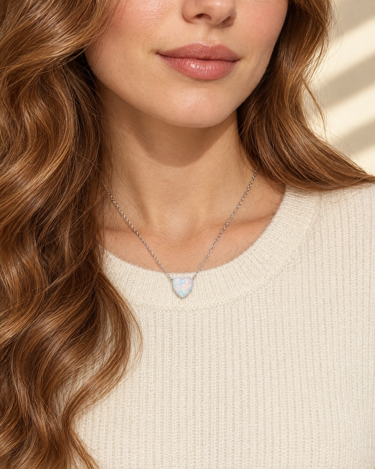 Opal Heart Necklace close-up - Glimvora
