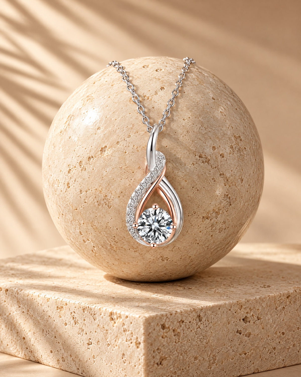 Infinity Moissanite Pendant Necklace detail - Glimvora